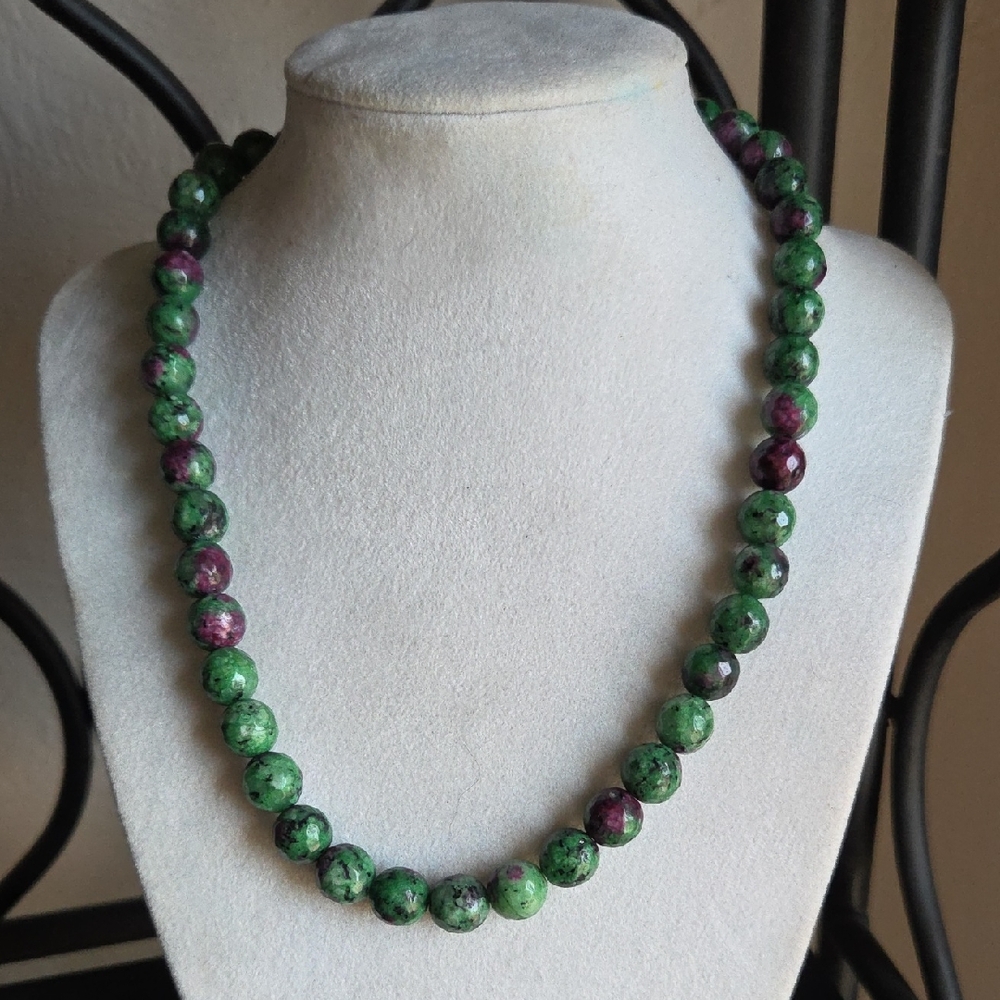 Ruby Zoisite Round Beaded Necklace - image 1